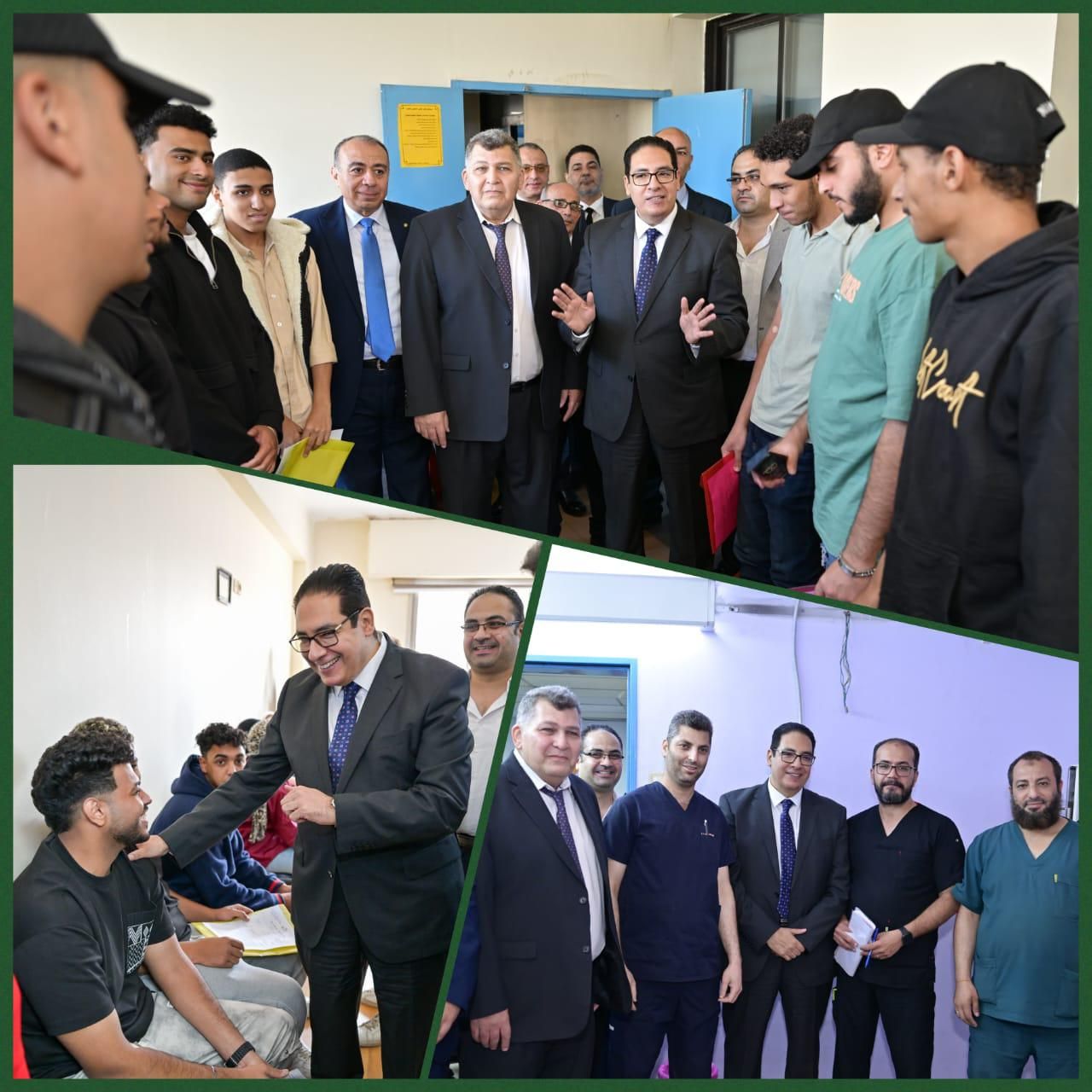 رئيس جامعة القاهرة يتفقد إجراءات الكشف الطبي على طلاب جامعة القاهرة الأهلية بمستشفى الفرنساوى