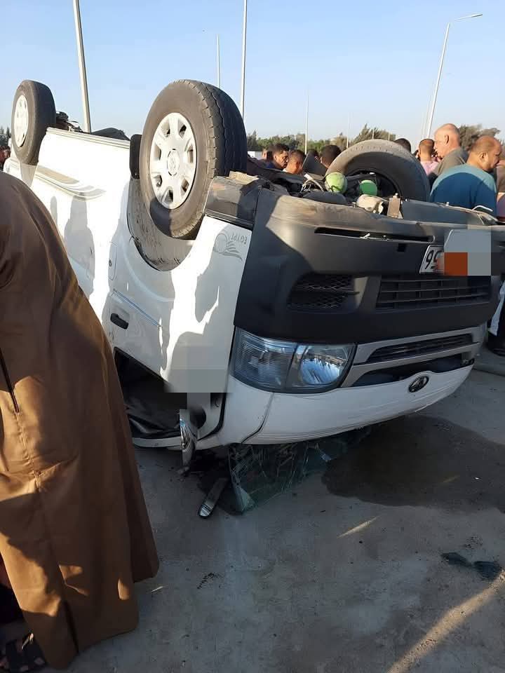 إصابات بالجملة في حادث إنقلاب سيارة ميكروباص بطريق القاهرة -الإسكندرية الصحراوى
