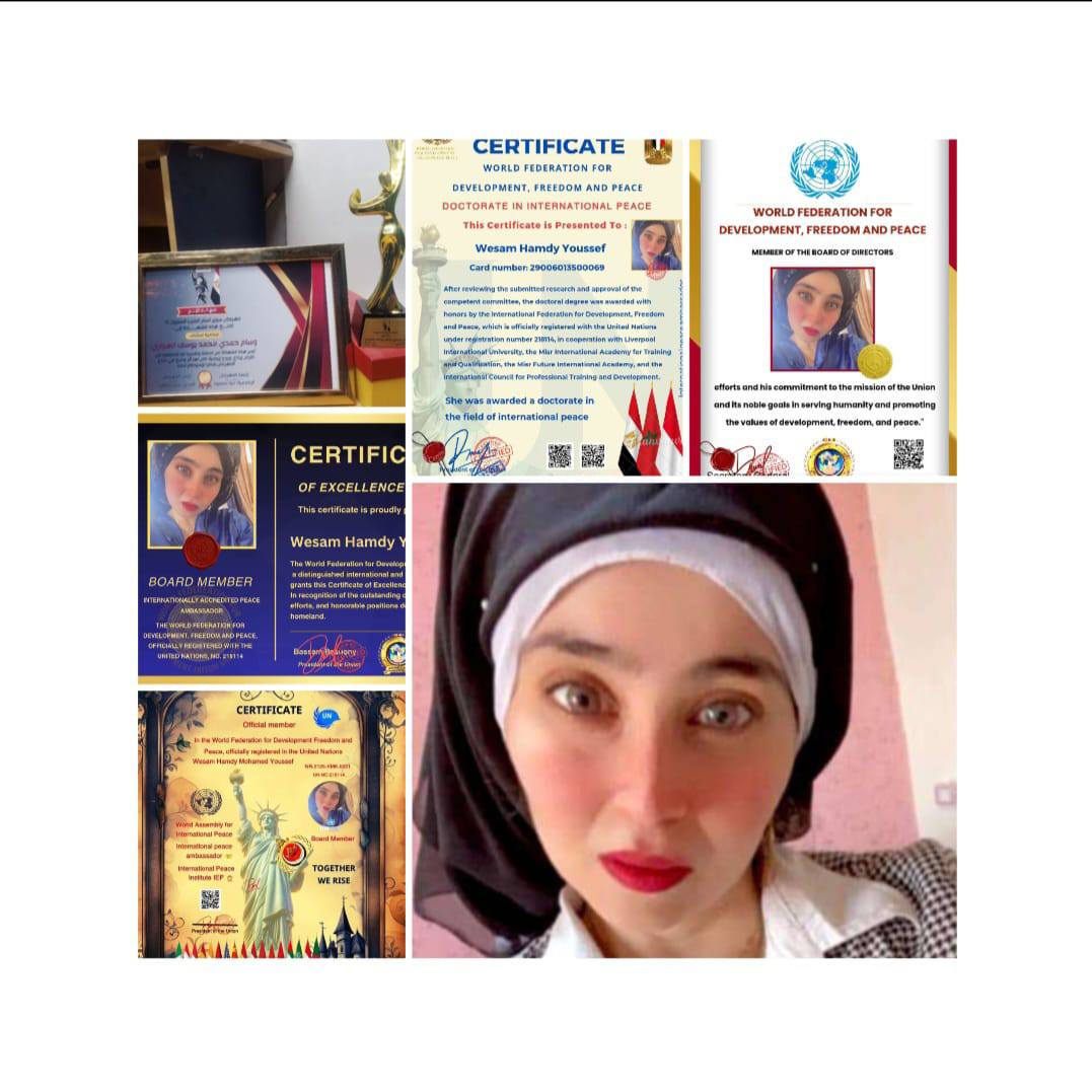 الاتحاد العالمي للحرية والسلام يمنح «وسام الهواري» الدكتوراه ولقب 