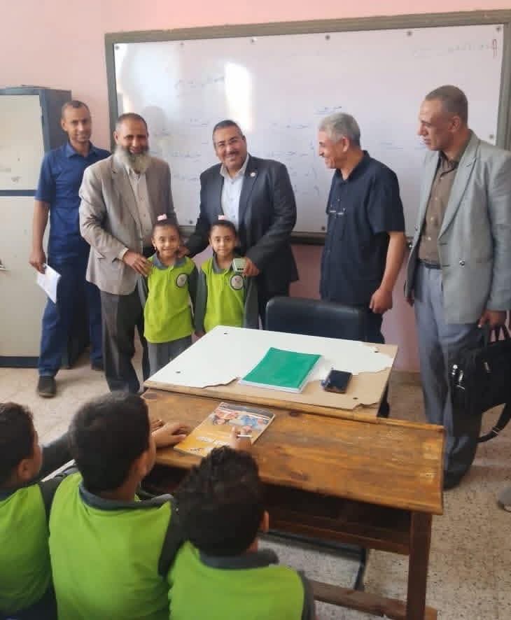 المشنب يشيد بحسن سير العملية التعليمية بمدرستى الحرية الابتدائية والسمطا الإعدادية بالبلينا