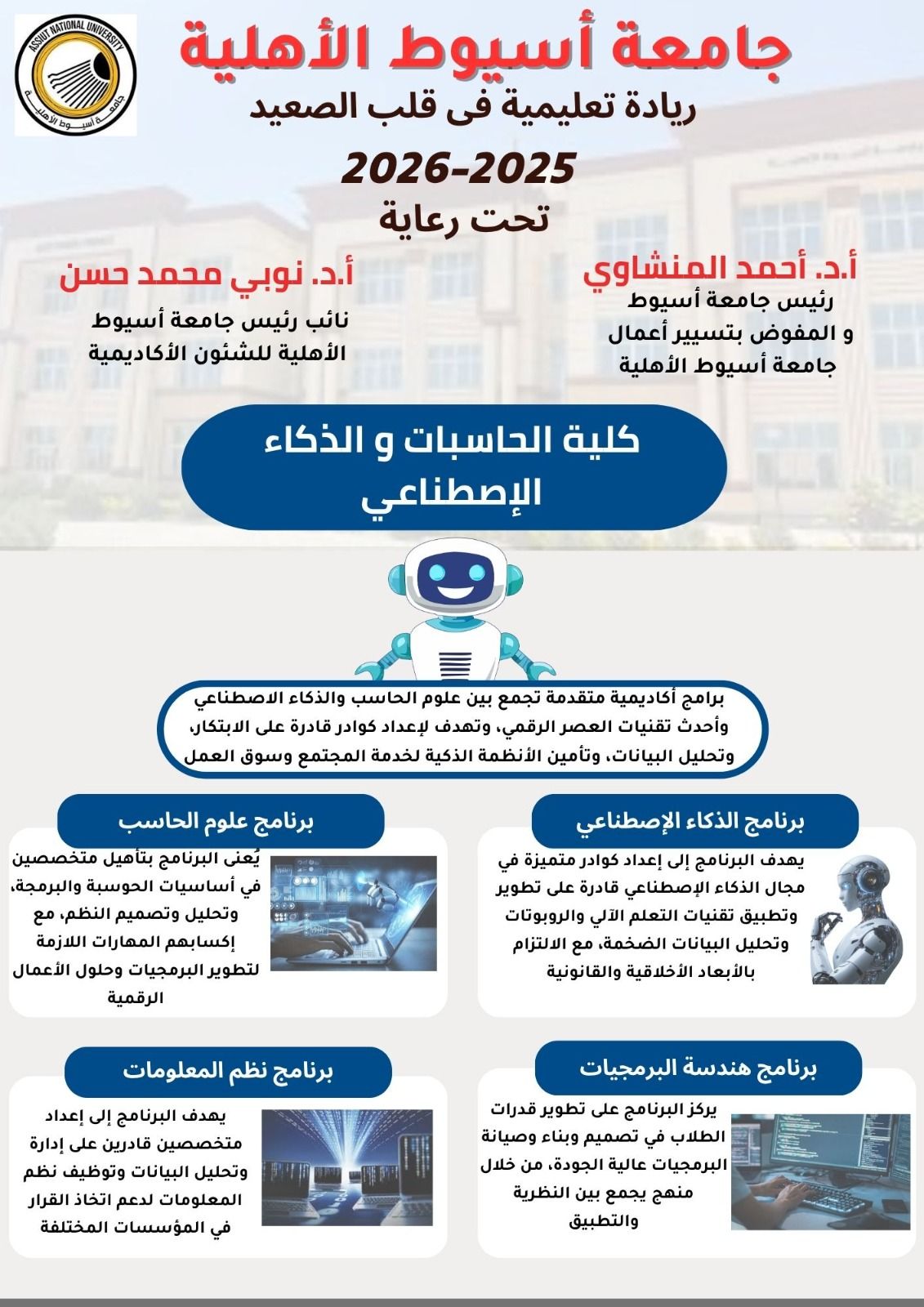 جامعة أسيوط الأهلية تطرح برامج أكاديمية نوعية بكلية 