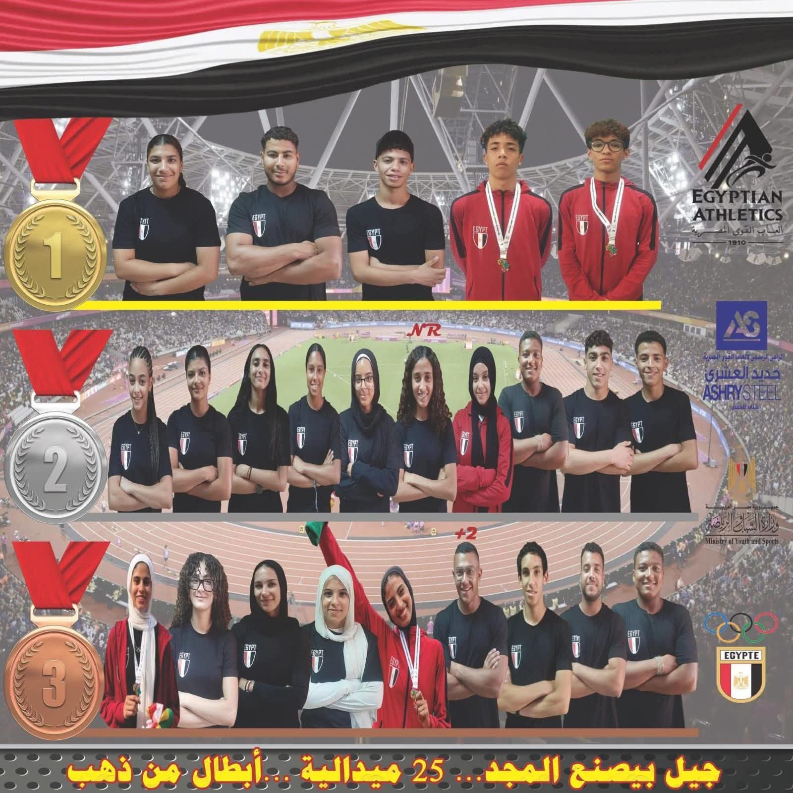 وزير الرياضة يهنئ اتحاد ألعاب القوى وأبطال المنتخب بعد حصد 25 ميدالية في بطولة إفريقيا للناشئين والشباب