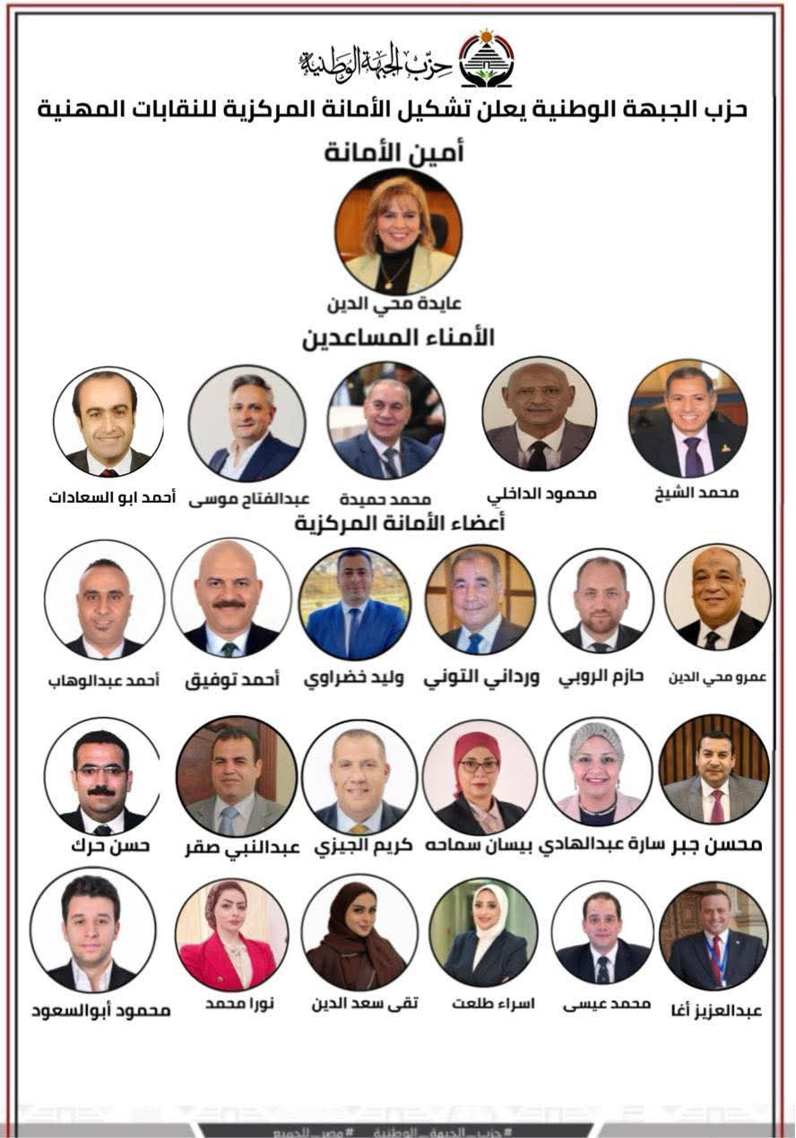 “الجبهة الوطنية” يعلن تشكيل أمانة النقابات المهنية برئاسة عايدة محي الدين