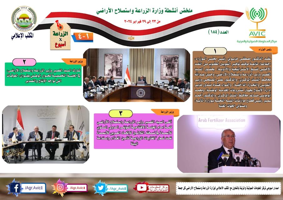 بالإنفوجراف.. وزارة الزراعة تستعرض حصادها خلال7 أيام