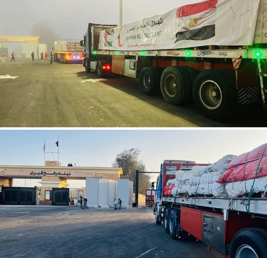 مصر تواصل دعمها لأهالي غزة والهلال الأحمر يرسل أكثر من ستة آلاف طن مساعدات إنسانية